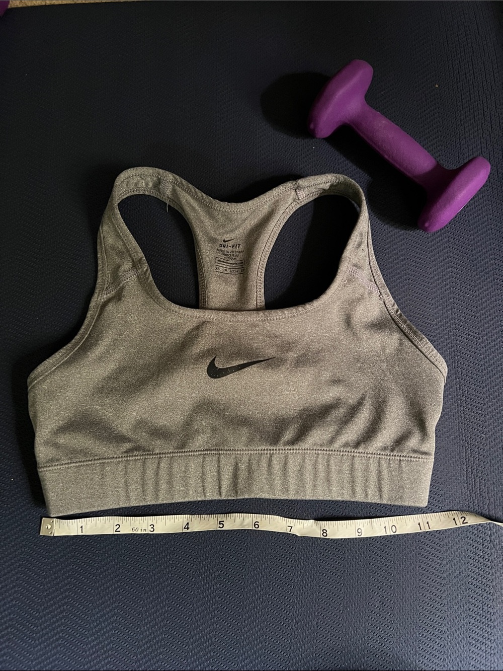Nike gray Racerback Sports Bra with Black Swoosh